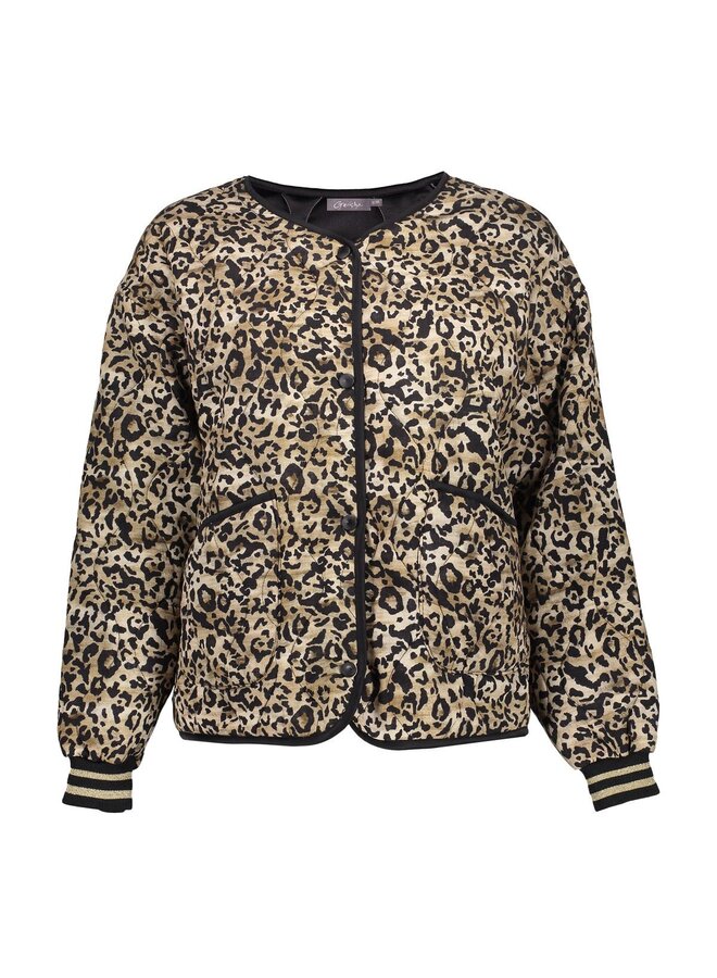 55538-70 999 Geisha jacket stepped leopard black/sand