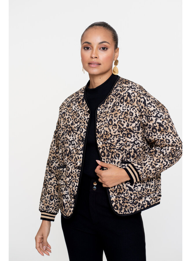 55538-70 999 Geisha jacket stepped leopard black/sand