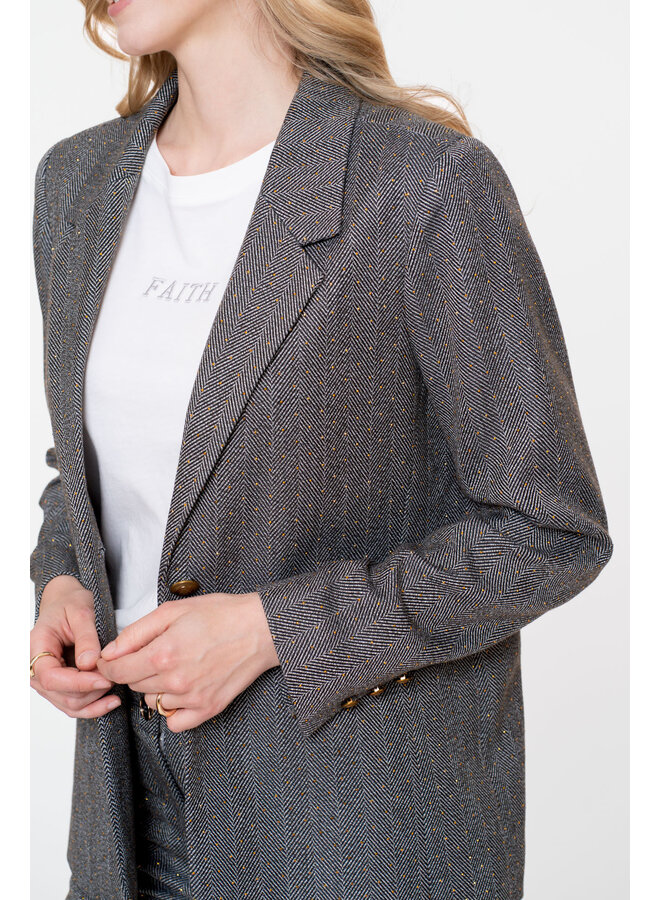 55522-10 950 Geisha Blazer herringbone + stones anthracite stones