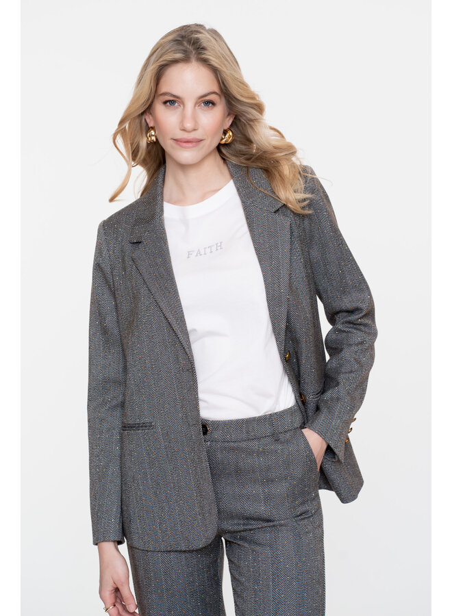 55522-10 950 Geisha Blazer herringbone + stones anthracite stones