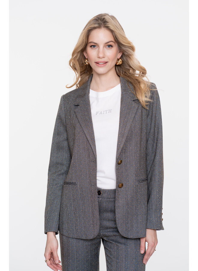 55522-10 950 Geisha Blazer herringbone + stones anthracite stones