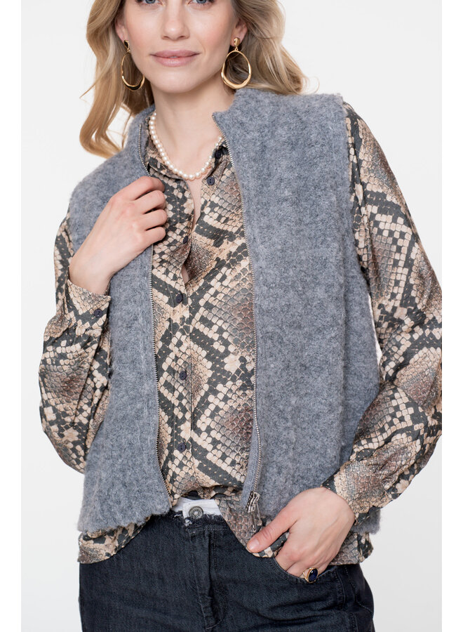 54574-29 930 Geisha Pullover sleeveless with zipper mid grey