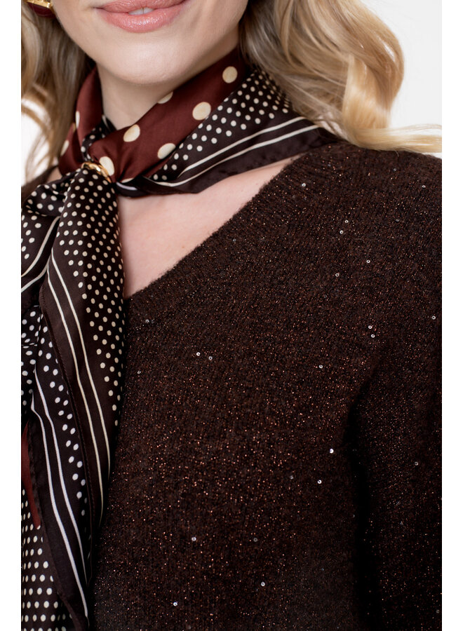 54542-14 775 Geisha Pullover lurex and sequinces brown/copper