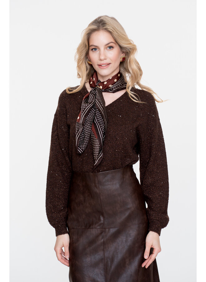 54542-14 775 Geisha Pullover lurex and sequinces brown/copper