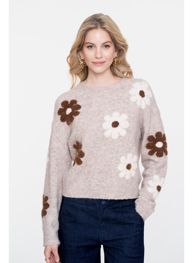 54516-10 720 Geisha Pull flowers sand/browen/offwhite