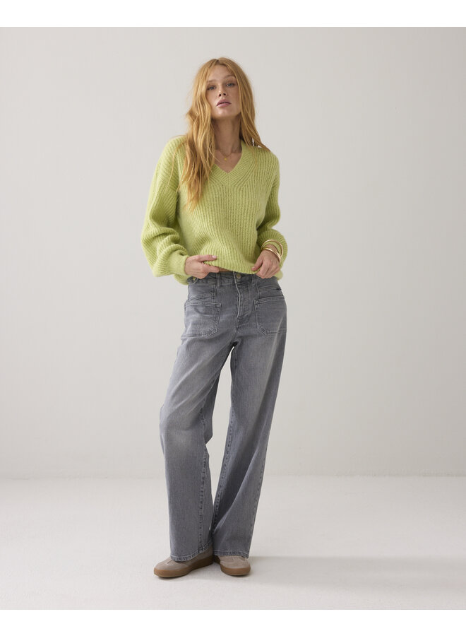 7s7964-70044 604 Summum Sweater garment dye knit Misty lime