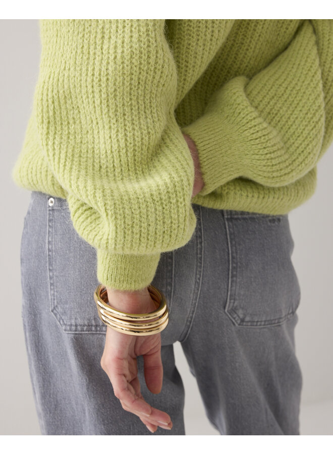7s7964-70044 604 Summum Sweater garment dye knit Misty lime