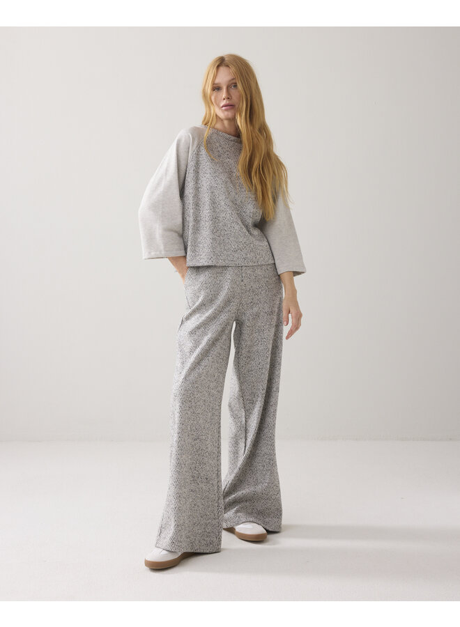 4s2862-30710 810 Summum Wide leg herringbone broek Mist