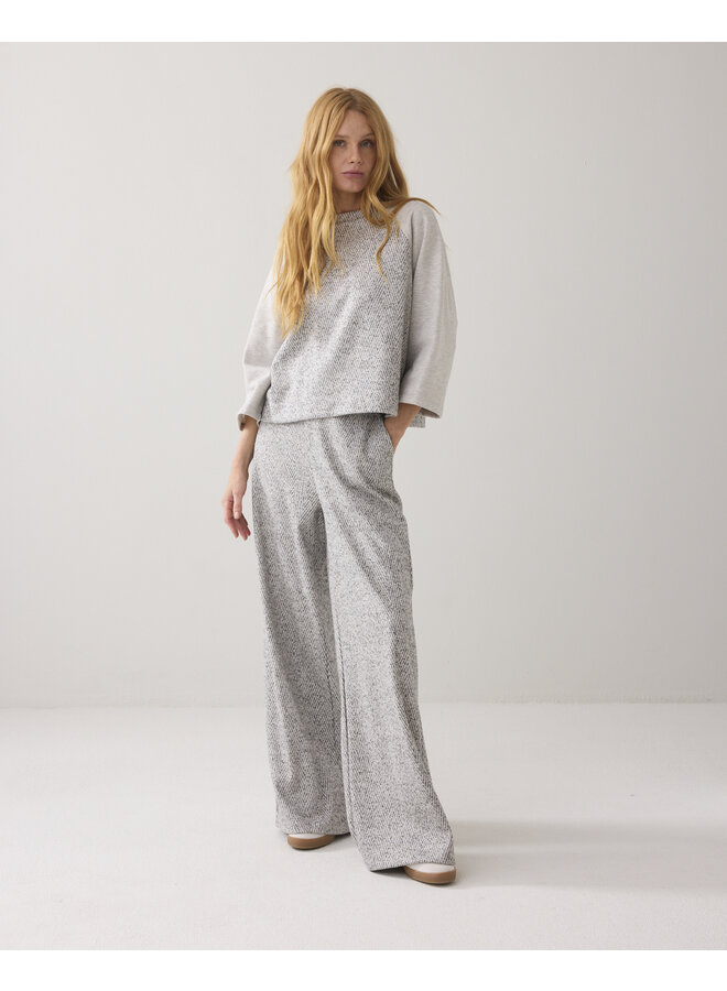 4s2862-30710 810 Summum Wide leg herringbone broek Mist