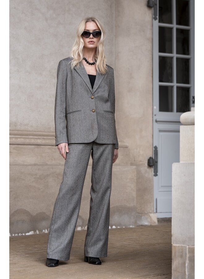 55522-10 950 Geisha Blazer herringbone + stones anthracite stones