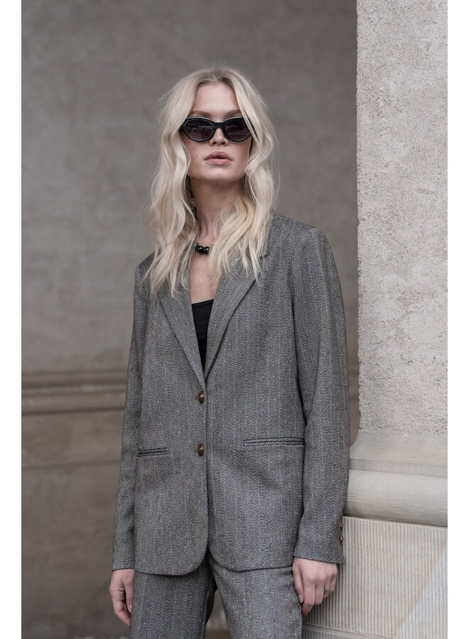 55522-10 950 Geisha Blazer herringbone + stones anthracite stones