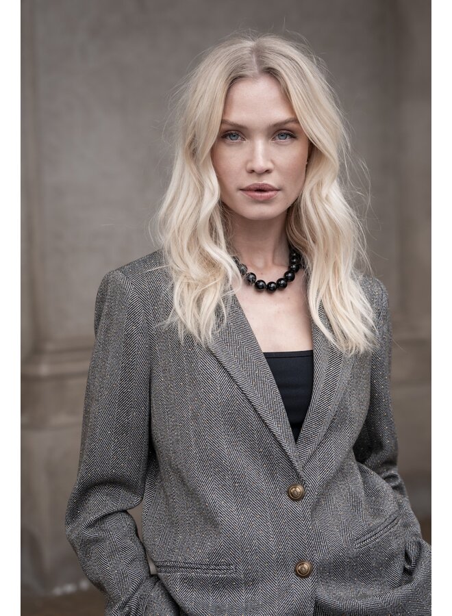 55522-10 950 Geisha Blazer herringbone + stones anthracite stones