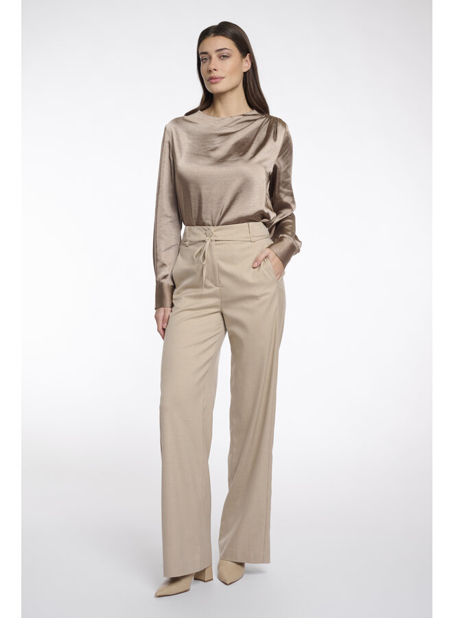 CharleeShort.7002512 Rino en Pelle Short length straight leg pants  Oat