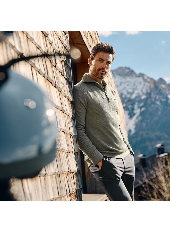 VKW2508307 6497 Vanguard Half zip collar cotton structure Tea Leaf