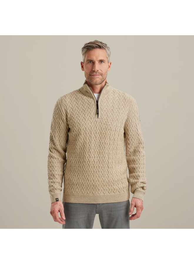 VKW2509332 7144 Vanguard Half zip collar wool blend White Pepper