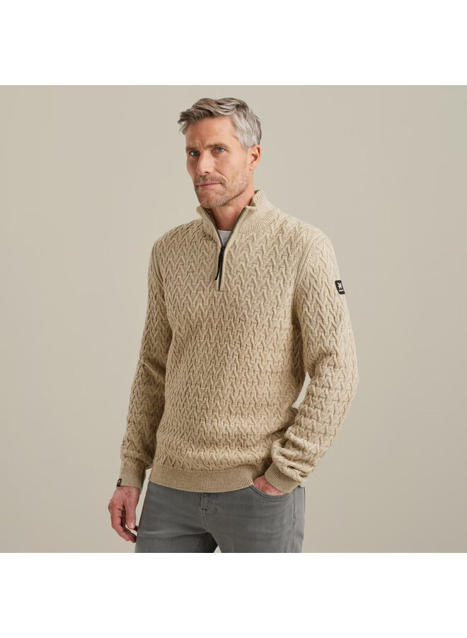VKW2509332 7144 Vanguard Half zip collar wool blend White Pepper