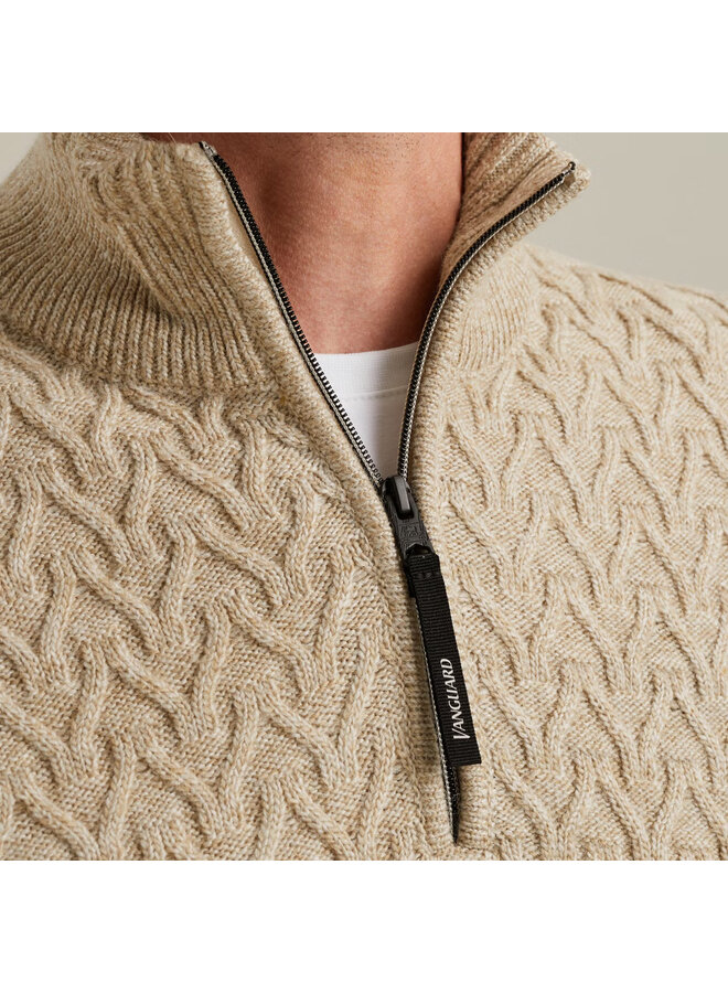 VKW2509332 7144 Vanguard Half zip collar wool blend White Pepper