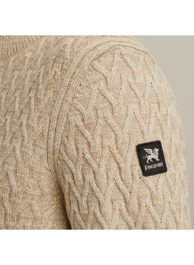 VKW2509332 7144 Vanguard Half zip collar wool blend White Pepper