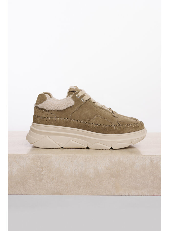 Willa.1002511 Rino en Pelle Sneaker with stitching details  Olive
