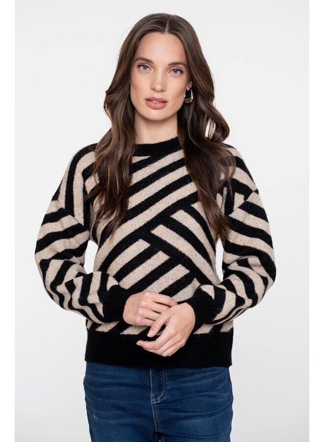 54570-29 720 Geisha Pullover stripes sand/black