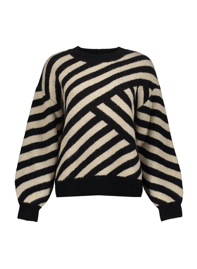 54570-29 720 Geisha Pullover stripes sand/black