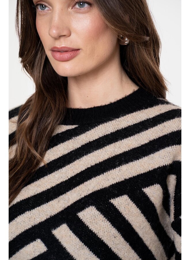54570-29 720 Geisha Pullover stripes sand/black