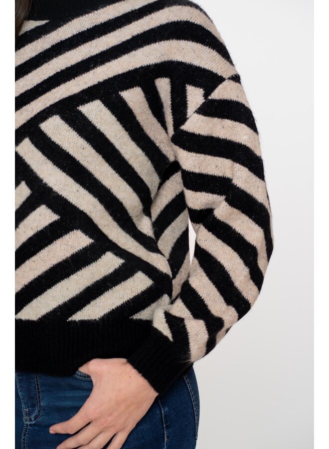 54570-29 720 Geisha Pullover stripes sand/black