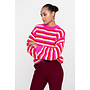 54565-23 420 Geisha Pullover loose knit stripes pink/red/off-white