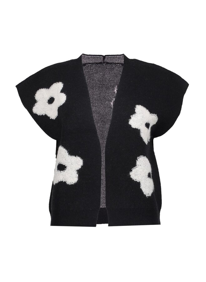 54514-10 999 Geisha Vest flowers black/offwhite