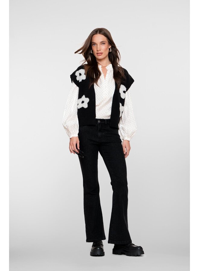 54514-10 999 Geisha Vest flowers black/offwhite