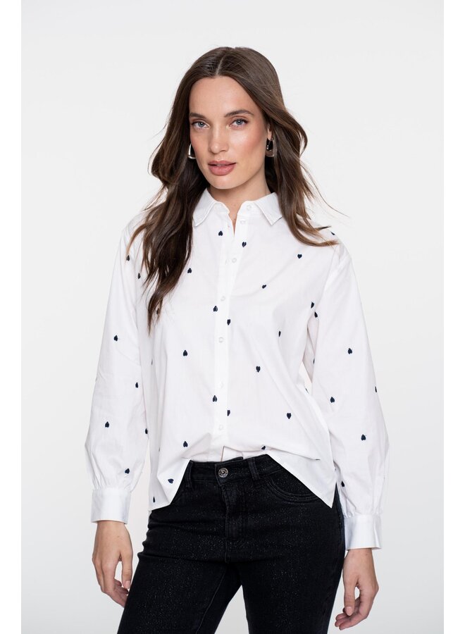 53534-14 000 Geisha Blouse hearts white/black
