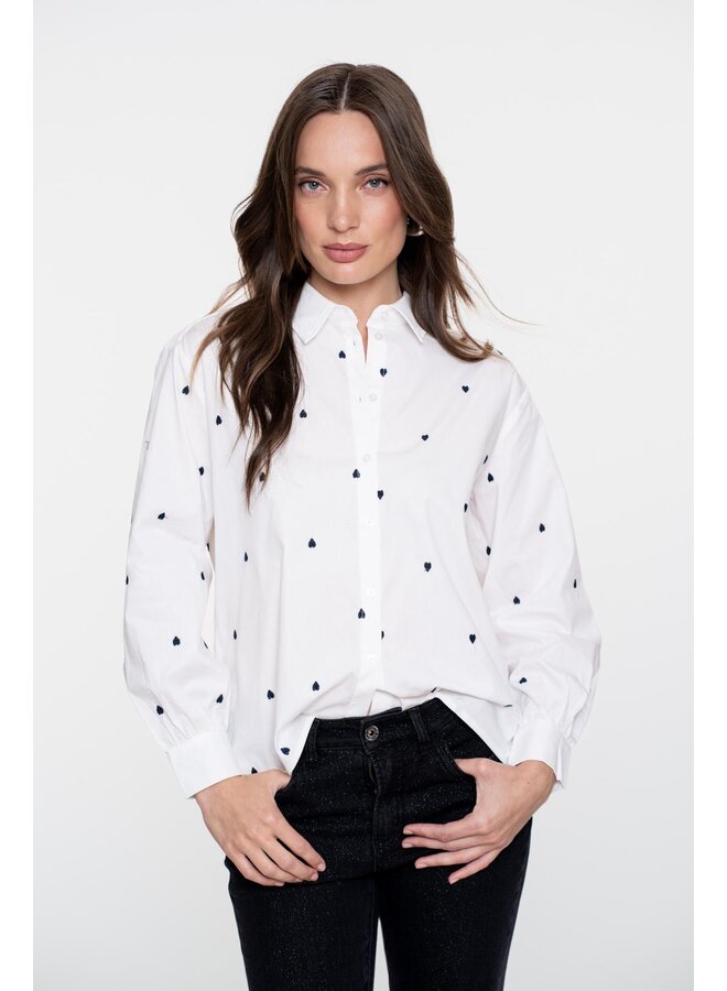 53534-14 000 Geisha Blouse hearts white/black