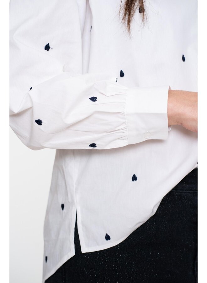 53534-14 000 Geisha Blouse hearts white/black