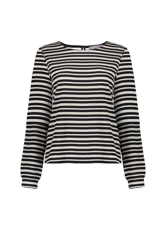 52563-47 999 Geisha Top striped ajour black/off-white