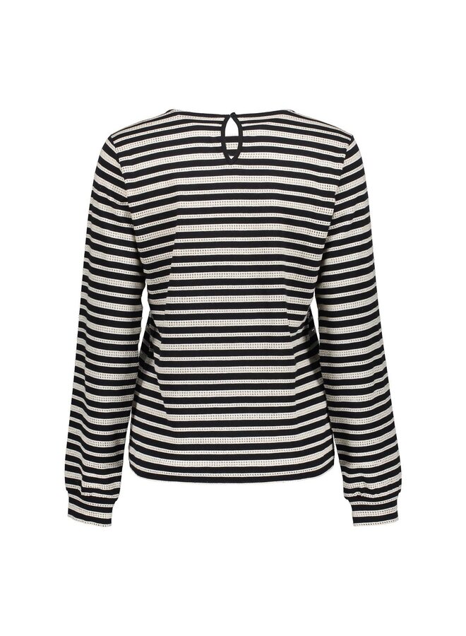 52563-47 999 Geisha Top striped ajour black/off-white
