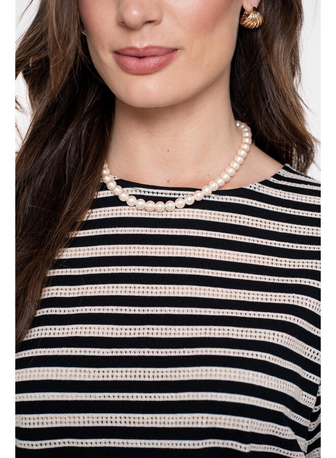 52563-47 999 Geisha Top striped ajour black/off-white