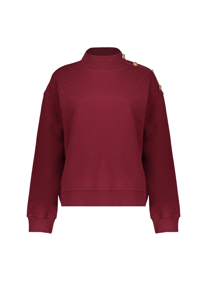 52600-41 480 Geisha Sweater with buttons at shoulder burgundy