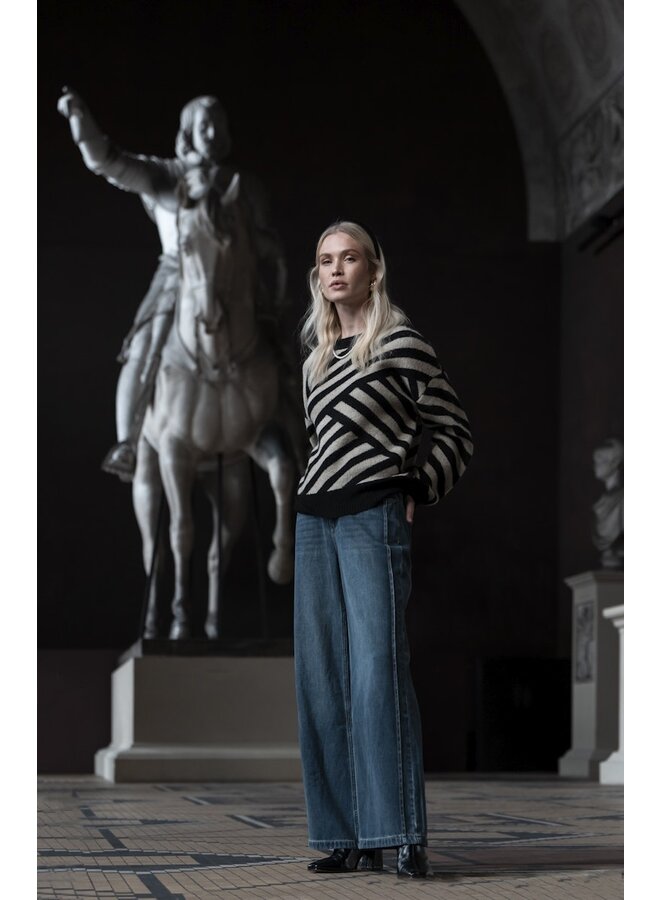 54570-29 720 Geisha Pullover stripes sand/black