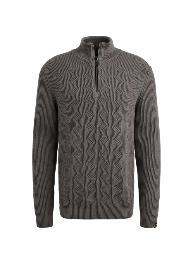 VKW2509328 9044 Vanguard Half zip collar cotton blend wool Gargoyle