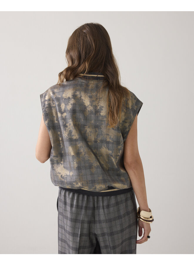 9s141-12279 990 Summum Gilet Check with foil Black