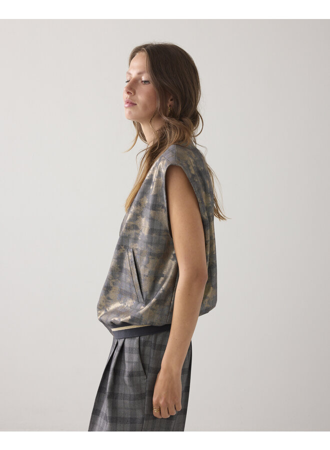 9s141-12279 990 Summum Gilet Check with foil Black