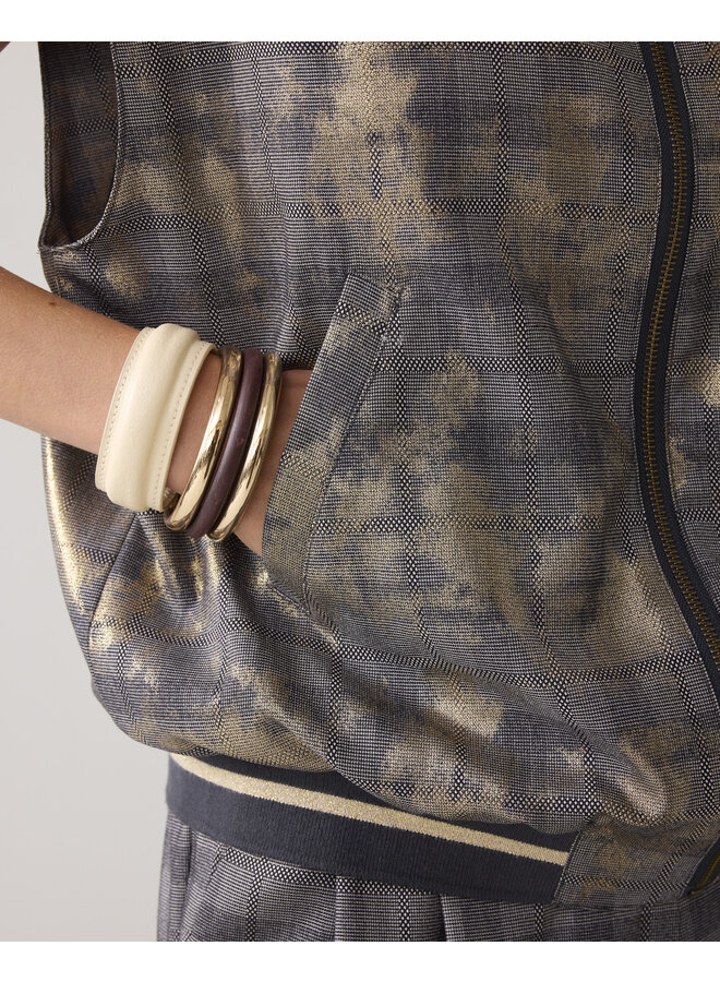 9s141-12279 990 Summum Gilet Check with foil Black