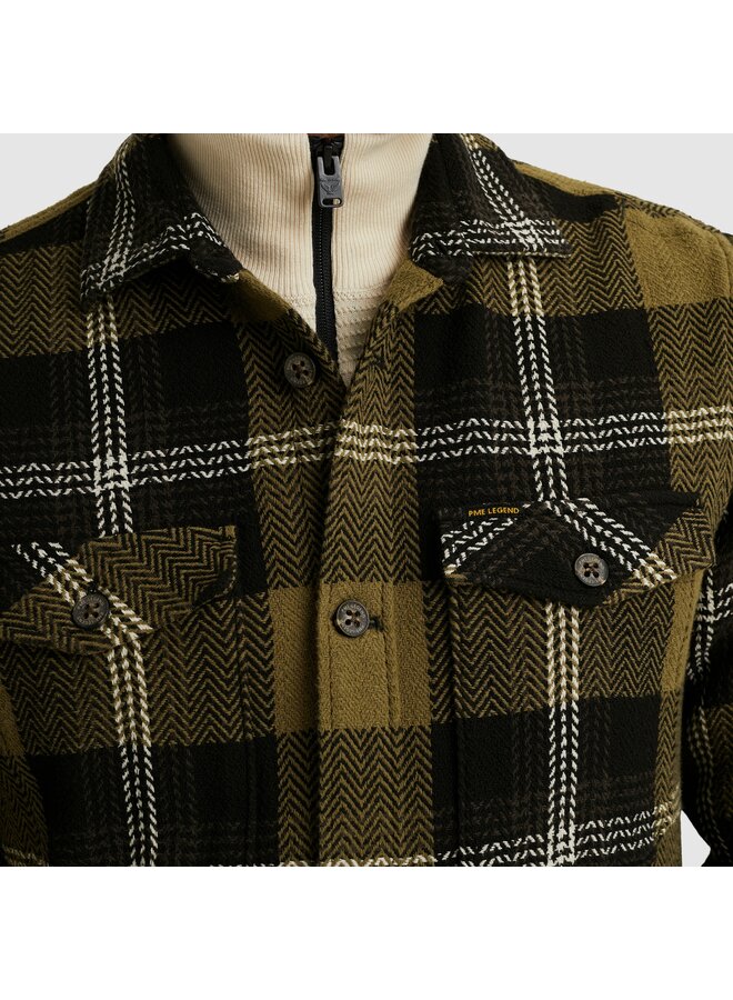 PSI2510216 6389 PME Legend LONG SLEEVE SHIRT yarn dye check Dusky Green