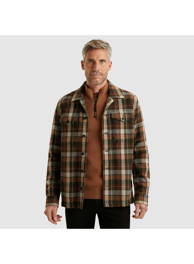 VSI2510256 8122 Vanguard LONG SLEEVE SHIRT Matt weave check Pecan Brown