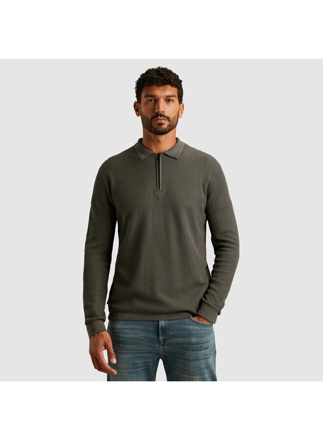 CPS2509822 9133 Cast Iron Long sleeve polo cotton modal Granite Gray