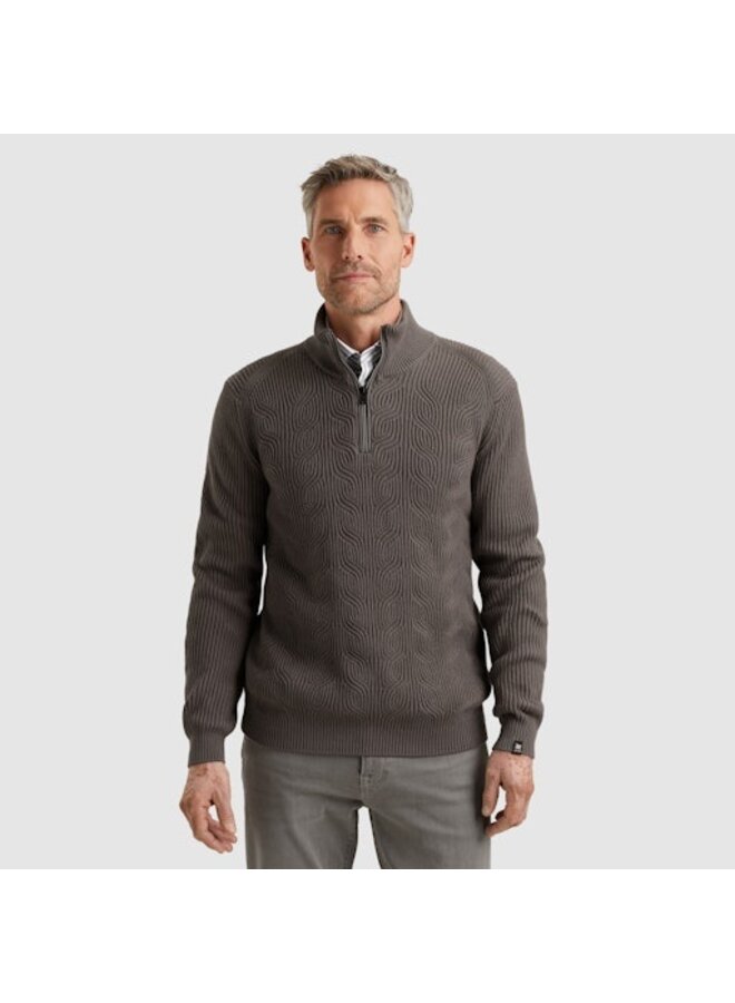 VKW2509328 9044 Vanguard Half zip collar cotton blend wool Gargoyle