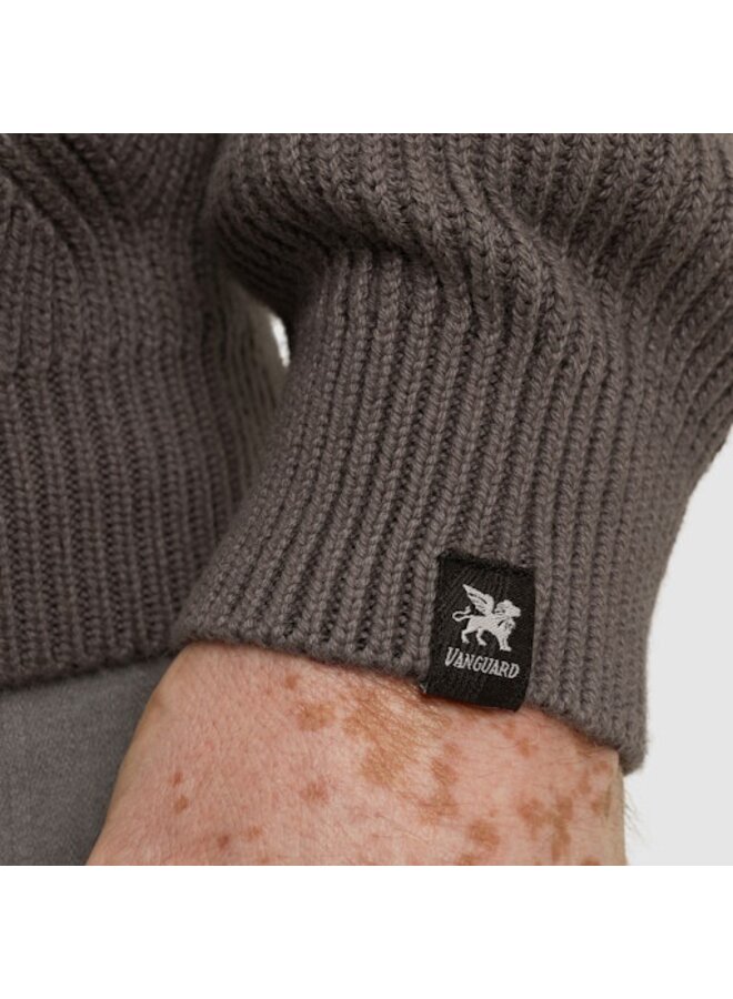 VKW2509328 9044 Vanguard Half zip collar cotton blend wool Gargoyle