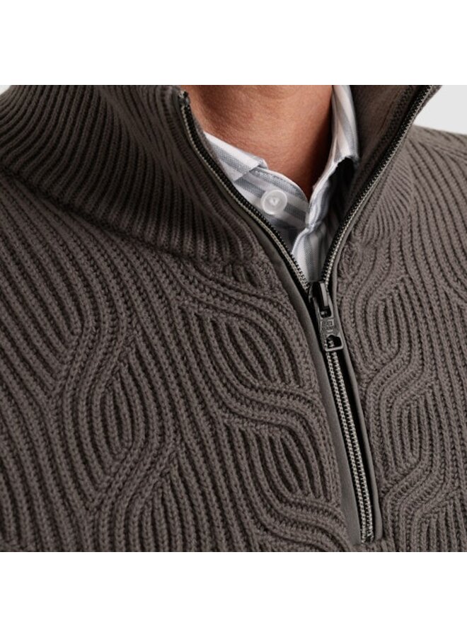 VKW2509328 9044 Vanguard Half zip collar cotton blend wool Gargoyle