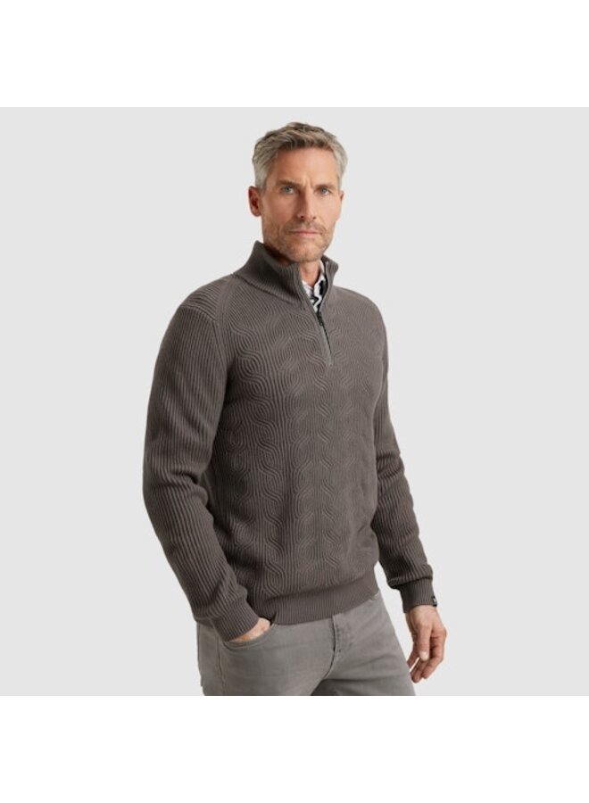 VKW2509328 9044 Vanguard Half zip collar cotton blend wool Gargoyle