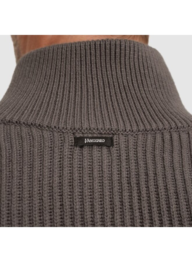 VKW2509328 9044 Vanguard Half zip collar cotton blend wool Gargoyle